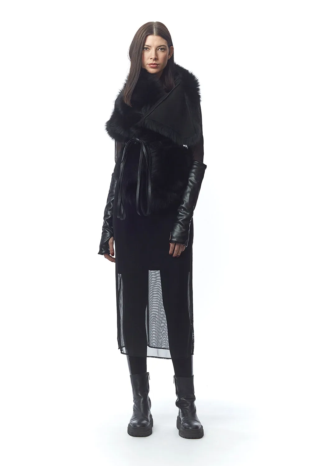 Tirrenia Reversible   Convertible Fur Vest with Ties