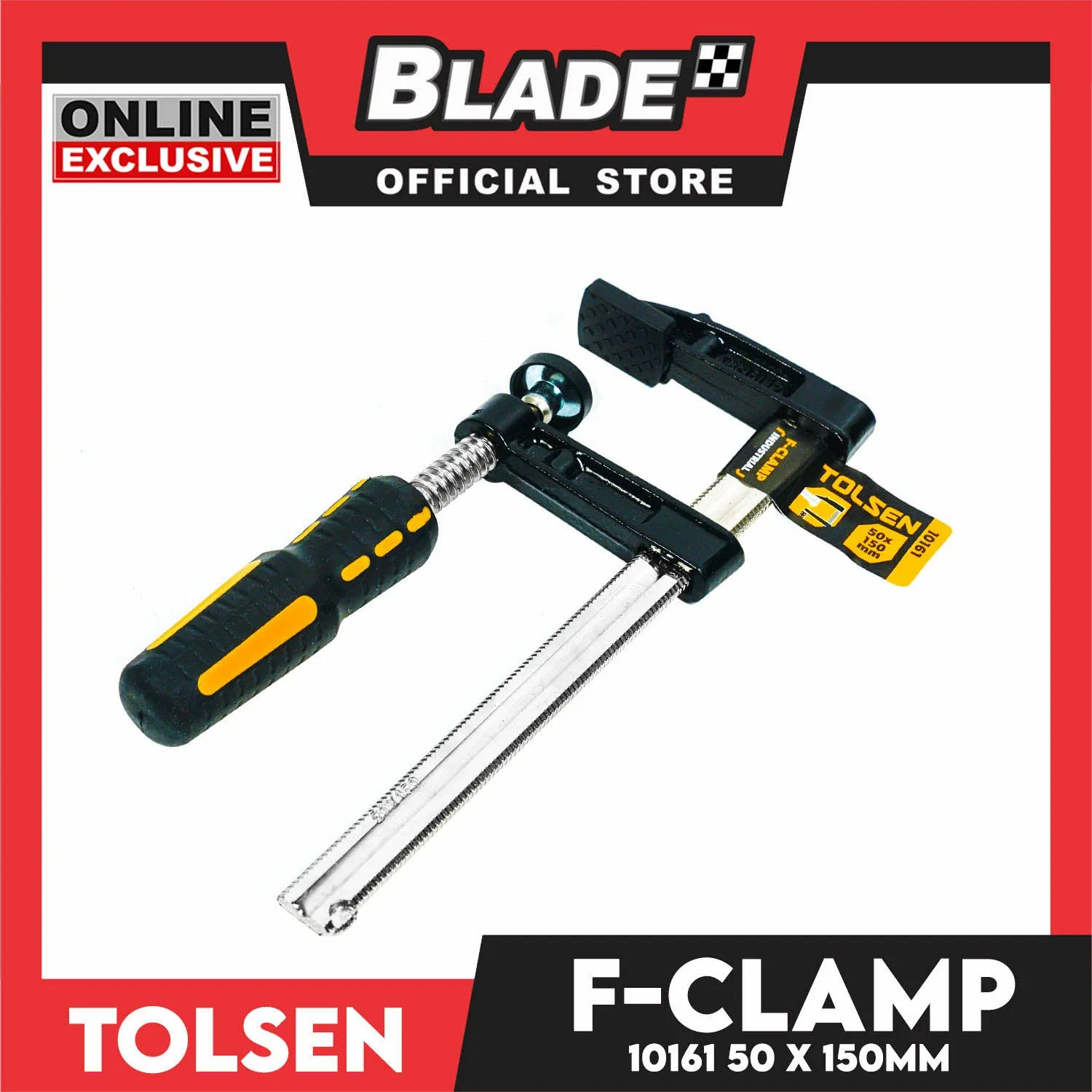 Tolsen F-Clamp with Rubber Grip and Pad Protector 50x150mm (Industrial) 10161