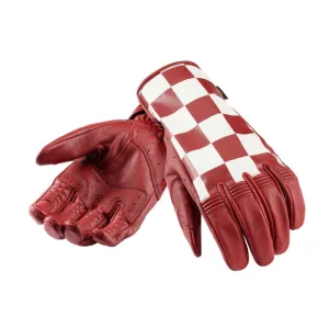 Triumph Checkerboard Leather Gloves Red & Bone