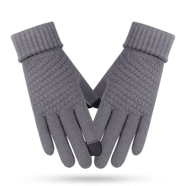 Unisex Thermal Touch Screen Warm Wool Knitted Gloves