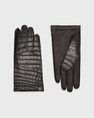 Vincent Black Crocodile Gloves