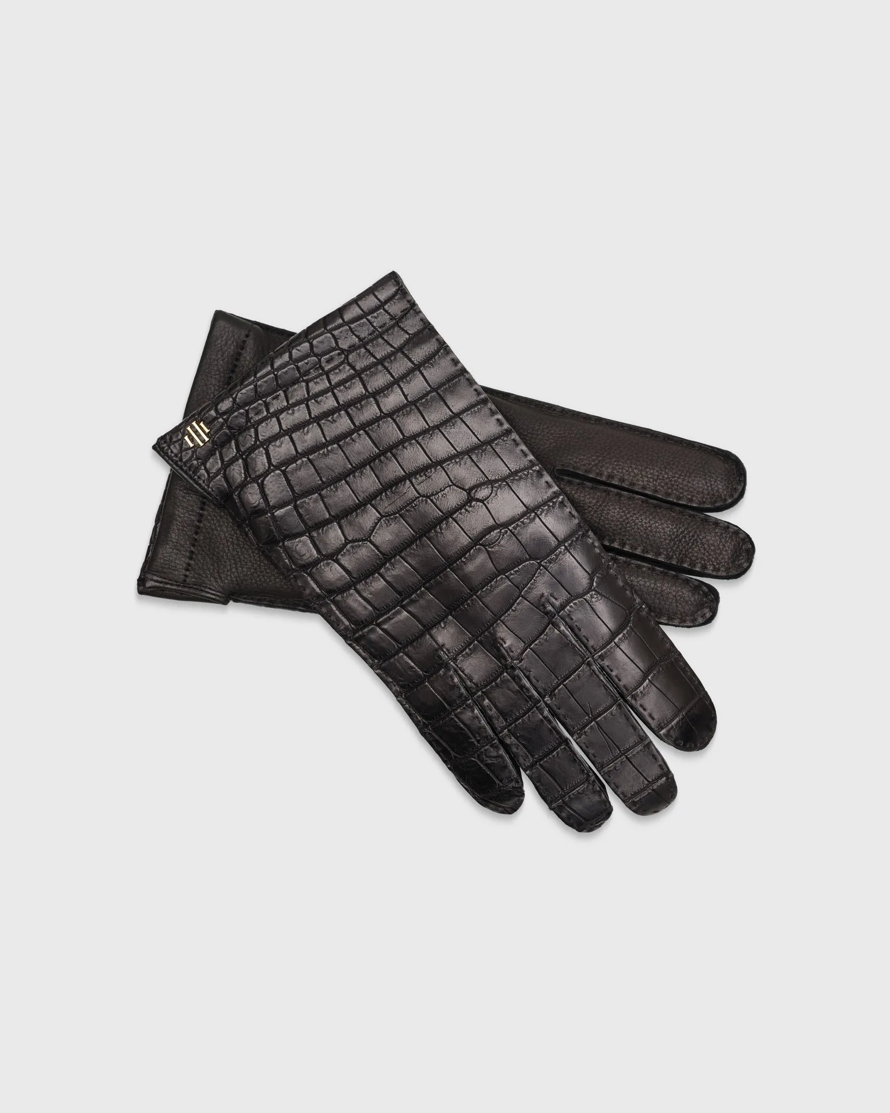 Vincent Black Crocodile Gloves
