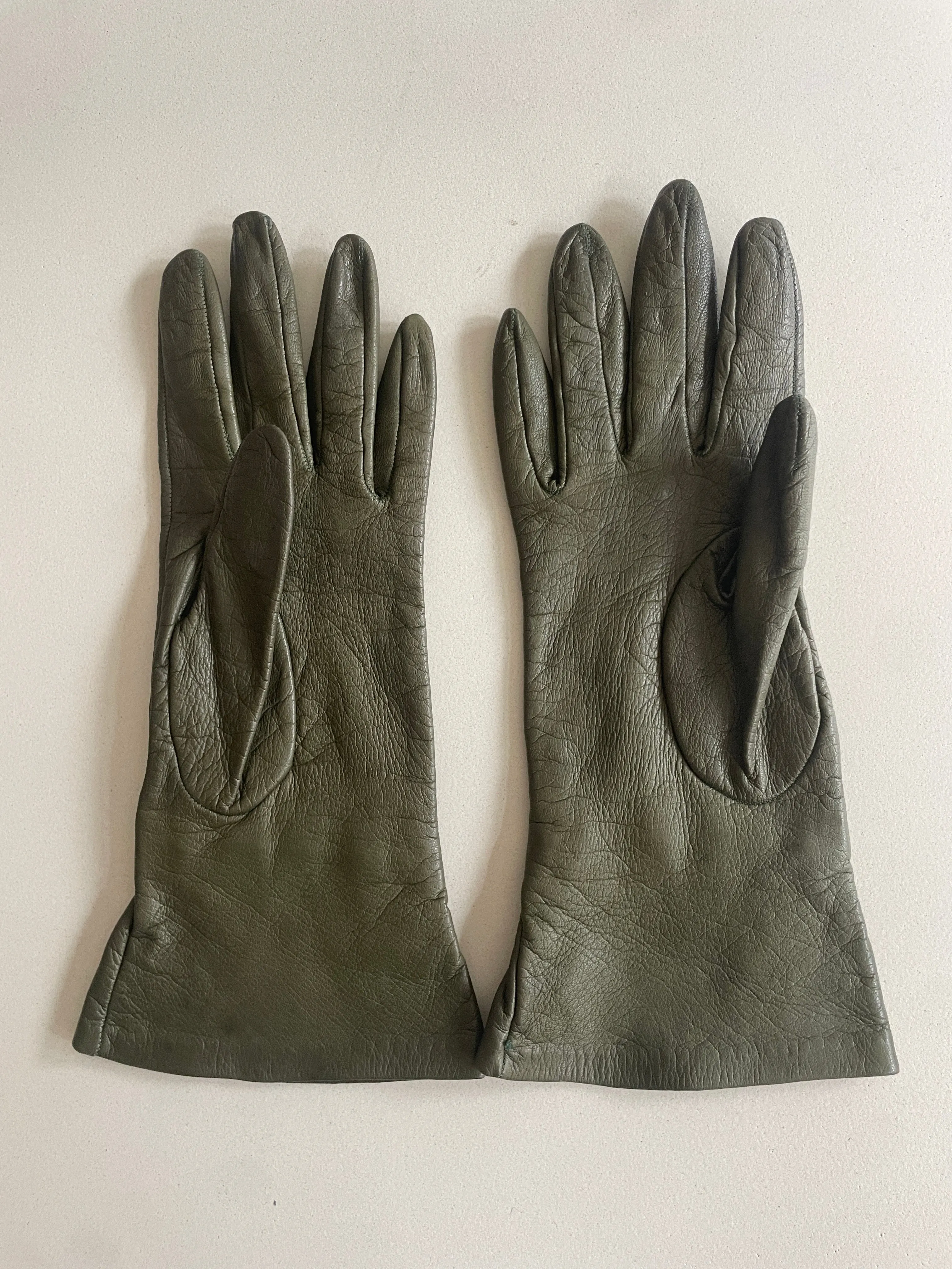 Vintage Green Kid Leather Gloves