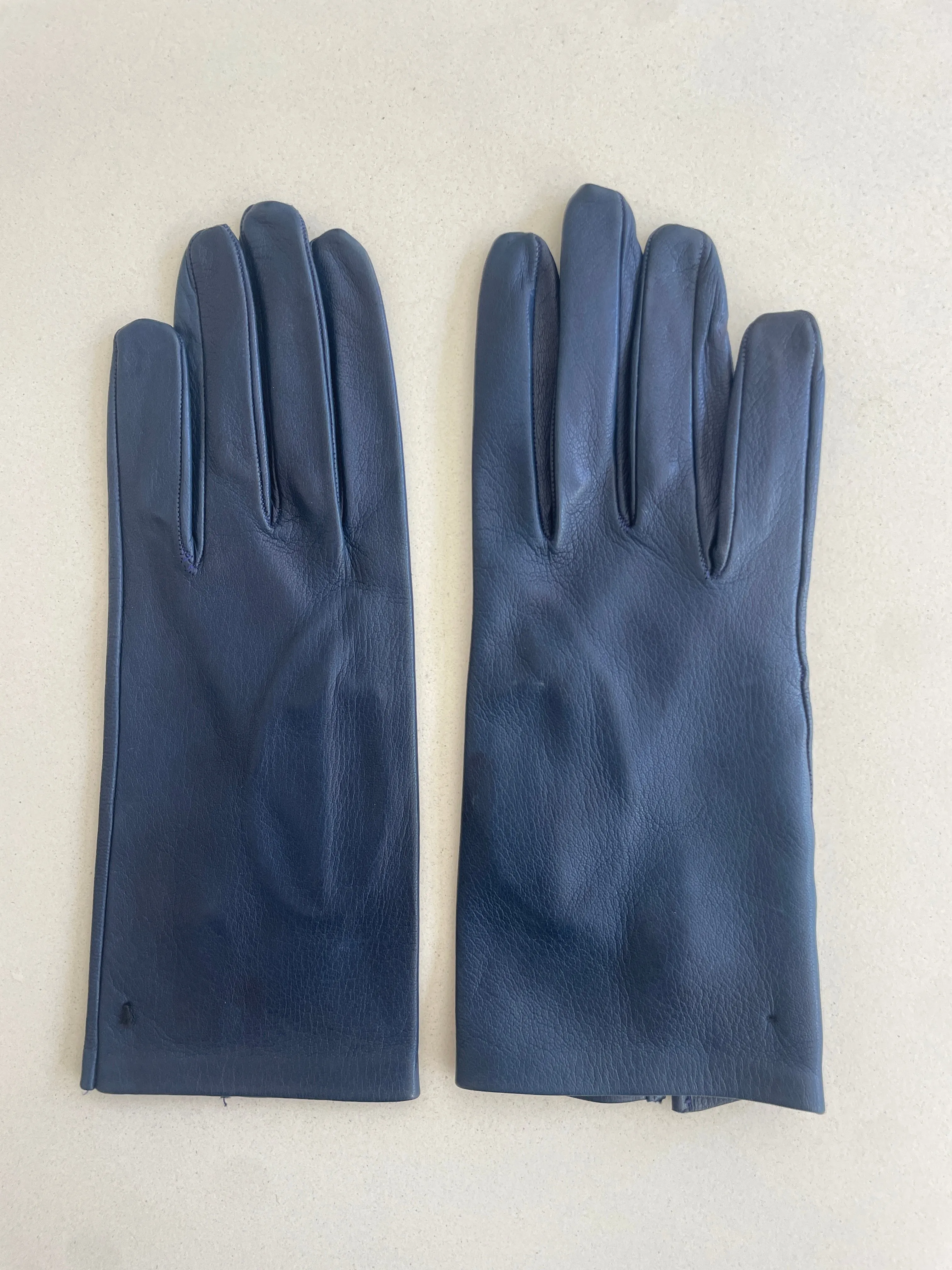 Vintage Navy Kid Leather Gloves
