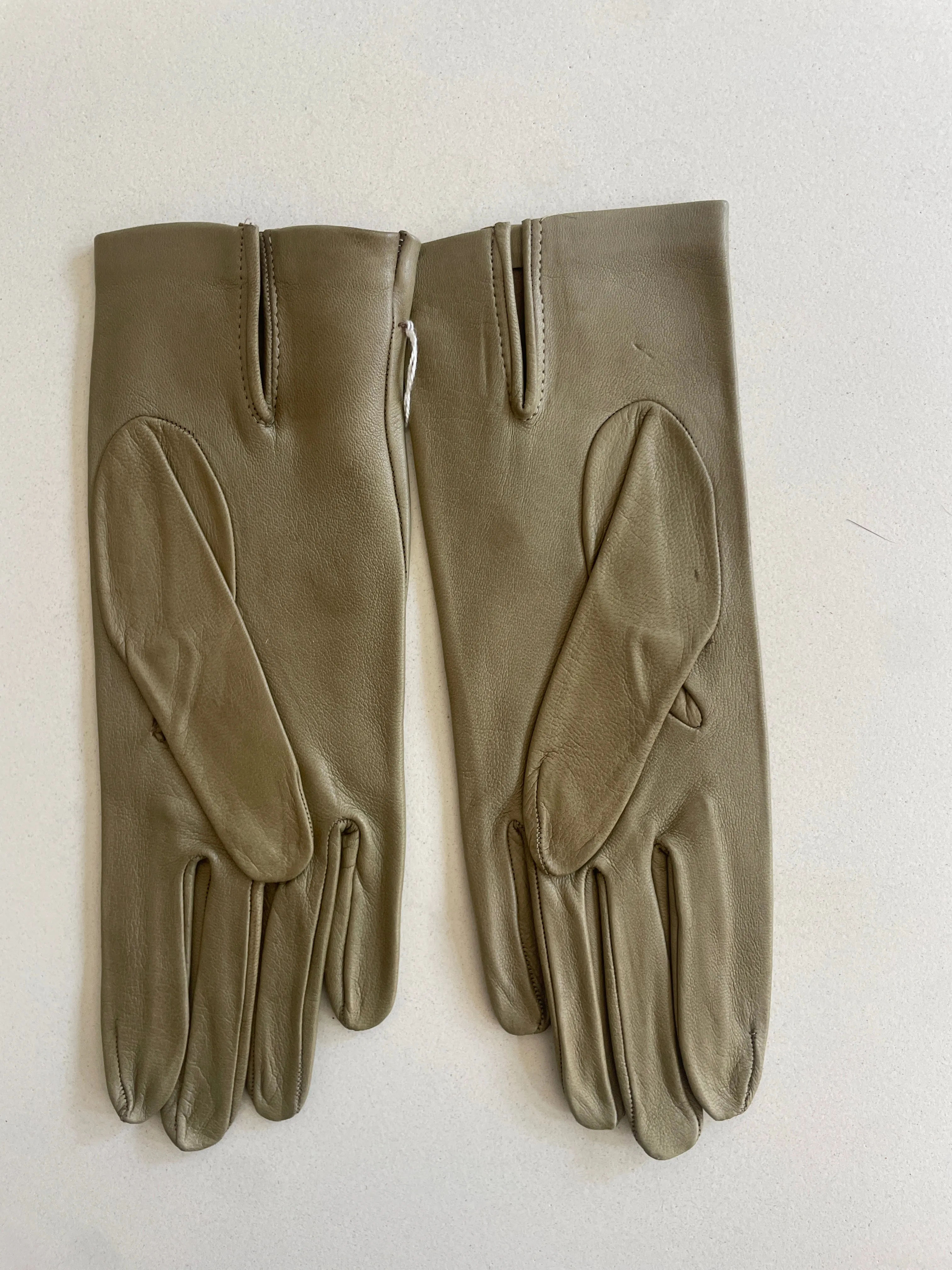 Vintage Olive Green Kid Leather Gloves