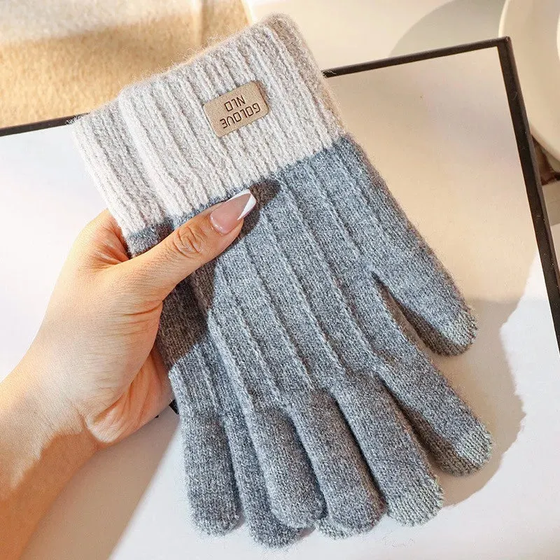 Warm Winter Touch Screen Gloves - Stretch Knit Mittens, Wool Full Finger Crochet Gloves