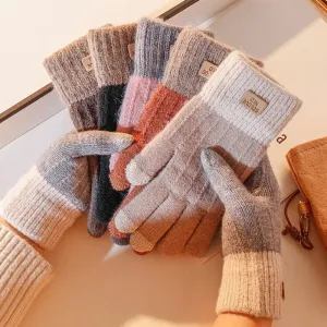 Warm Winter Touch Screen Gloves - Stretch Knit Mittens, Wool Full Finger Crochet Gloves