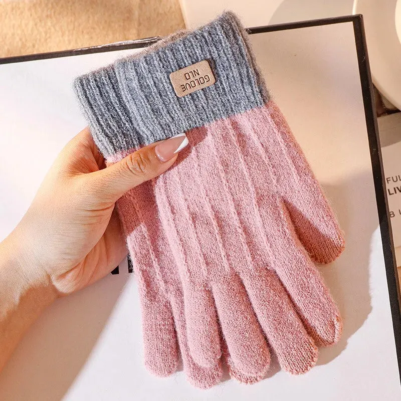 Warm Winter Touch Screen Gloves - Stretch Knit Mittens, Wool Full Finger Crochet Gloves