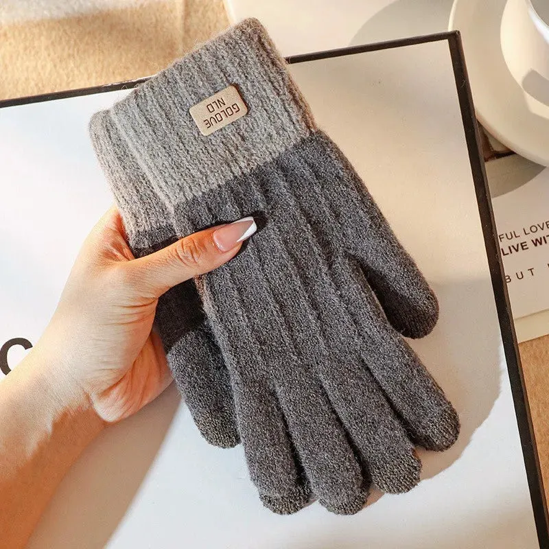 Warm Winter Touch Screen Gloves - Stretch Knit Mittens, Wool Full Finger Crochet Gloves