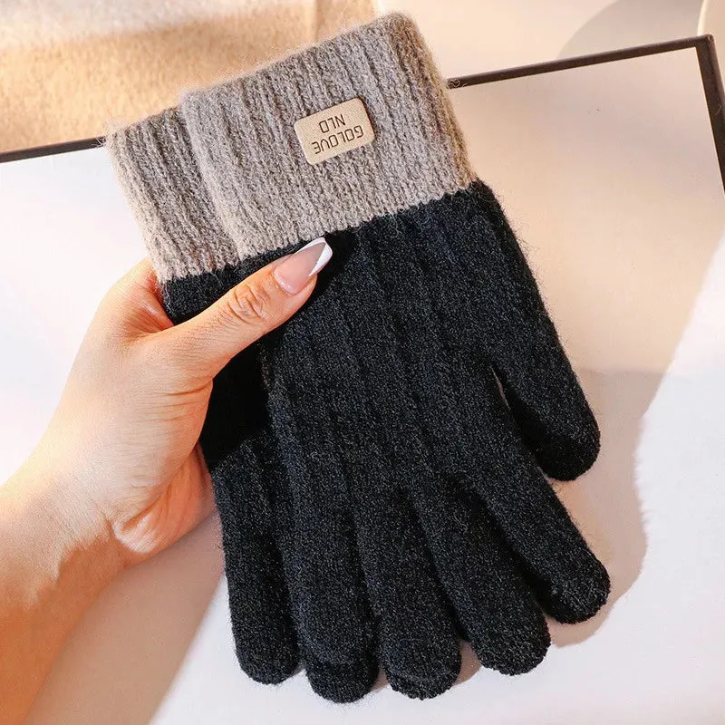 Warm Winter Touch Screen Gloves - Stretch Knit Mittens, Wool Full Finger Crochet Gloves