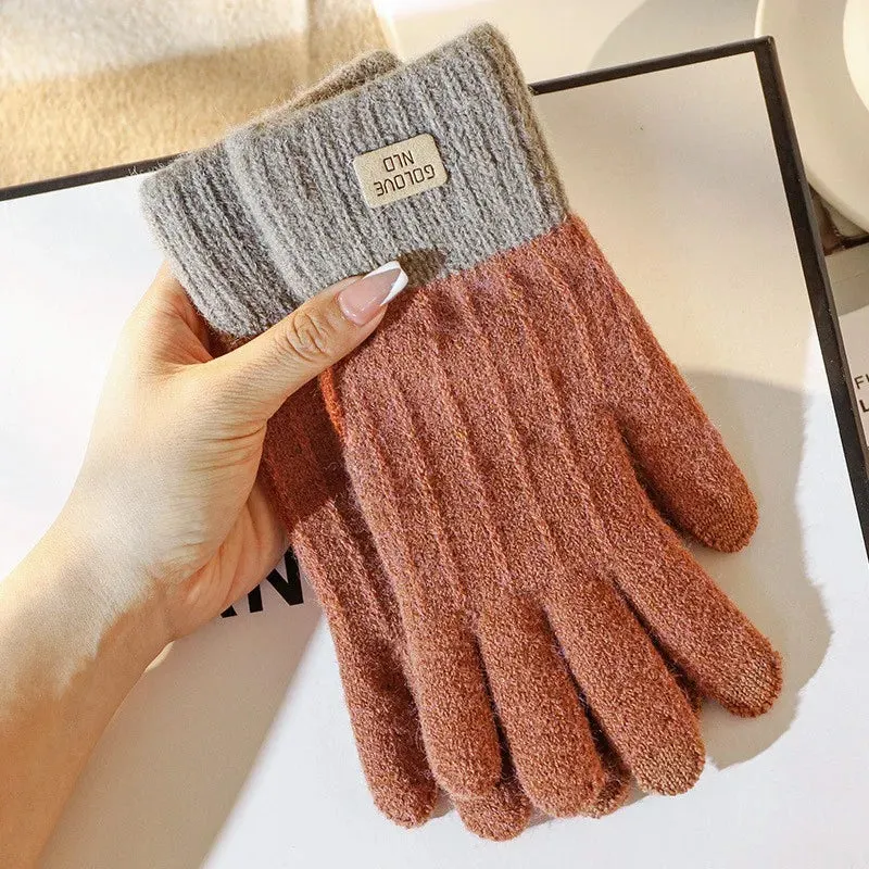 Warm Winter Touch Screen Gloves - Stretch Knit Mittens, Wool Full Finger Crochet Gloves