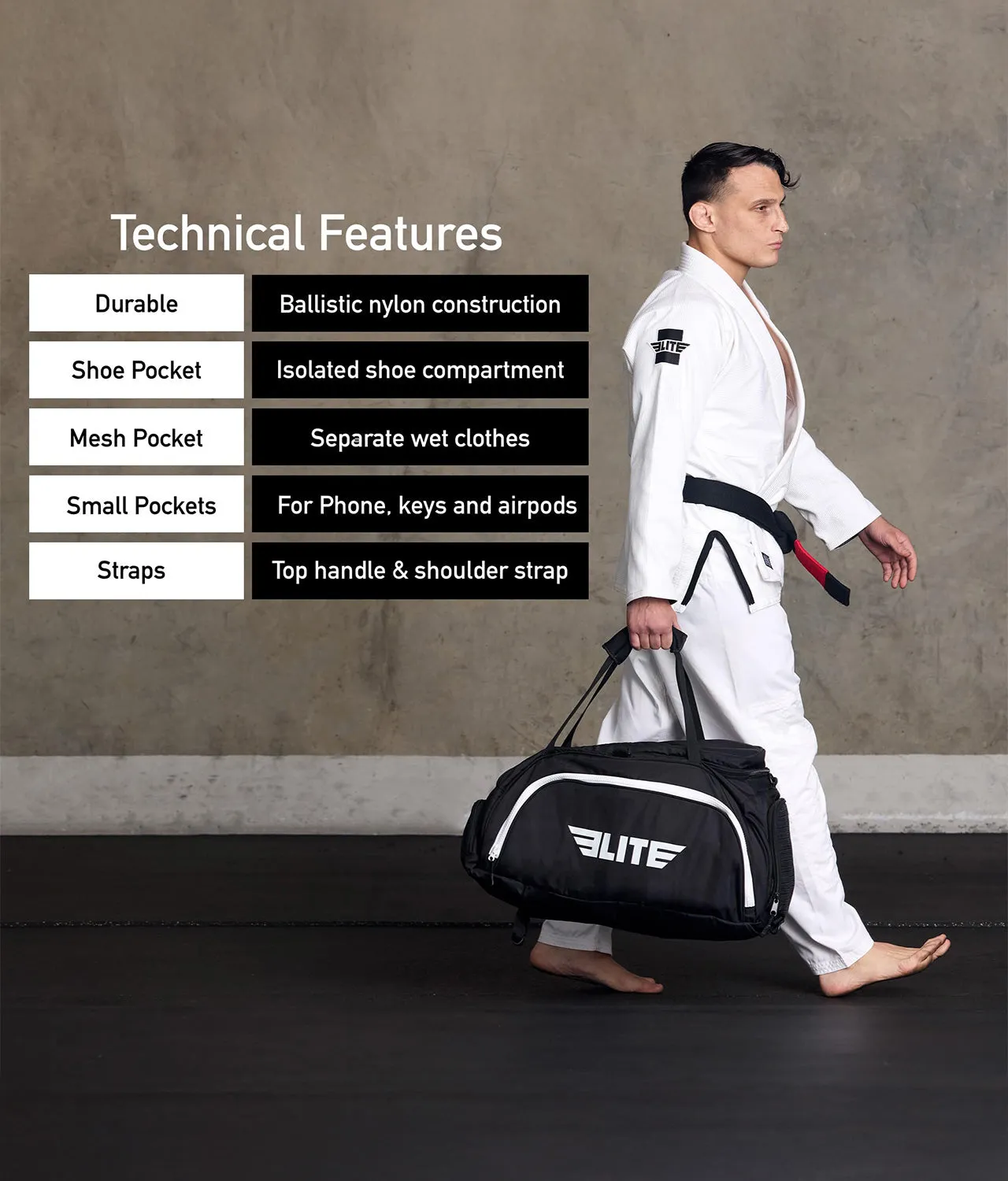 Warrior Black Large Duffel Wrestling Gear Gym Bag