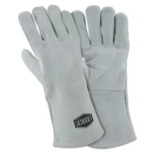 West Chester Shoulder Split Cowhide Welding Gloves, Cotton; Cowhide; Polyester, Large, Gray, 9010/L