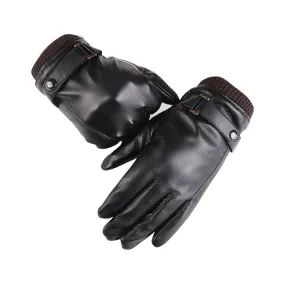 Winter Lined Mens Black Leather Gloves for Winters -Touchscreen warm gloves - for Skiing or