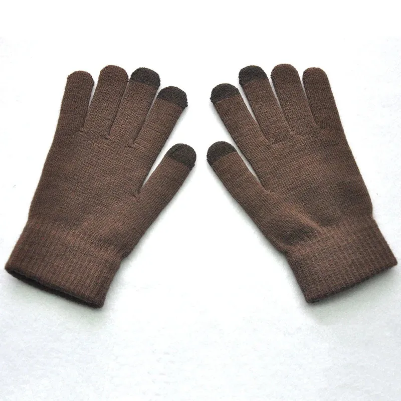 Winter Thicken Warm Gloves For Men Women Students Knitted Three Finger Touch Screen Mittens Outdoor Cycling Skiing Gloves