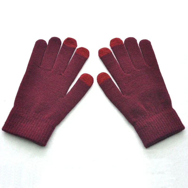 Winter Thicken Warm Gloves For Men Women Students Knitted Three Finger Touch Screen Mittens Outdoor Cycling Skiing Gloves