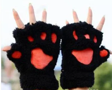 Winter Women Gloves Fluffy Bear Paw Claw Fingerless Cute Toweling Gloves Mittens Christmas Birthday Gift ST001