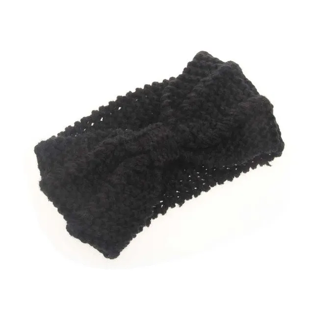 Women Crochet Bow Stretch Hairband Headwrap