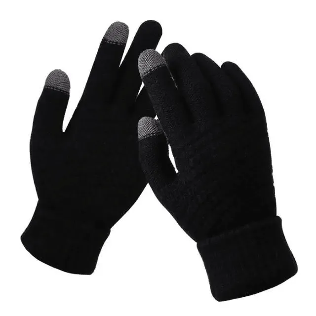 Women Winter Modern Touchscreen Gloves Thicken Warm Knitted Stretch One Size Gloves Full Finger Outdoor Skiing Gloves