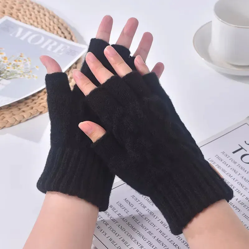 Women's & Men's Winter Half-Finger Gloves - Thickened
