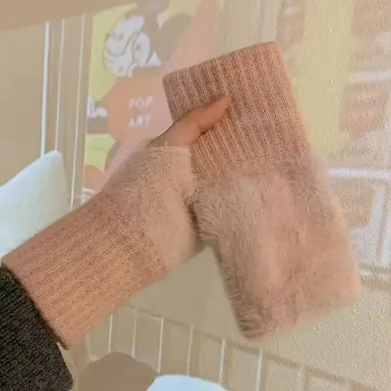 Women's & Men's Winter Half-Finger Gloves - Thickened