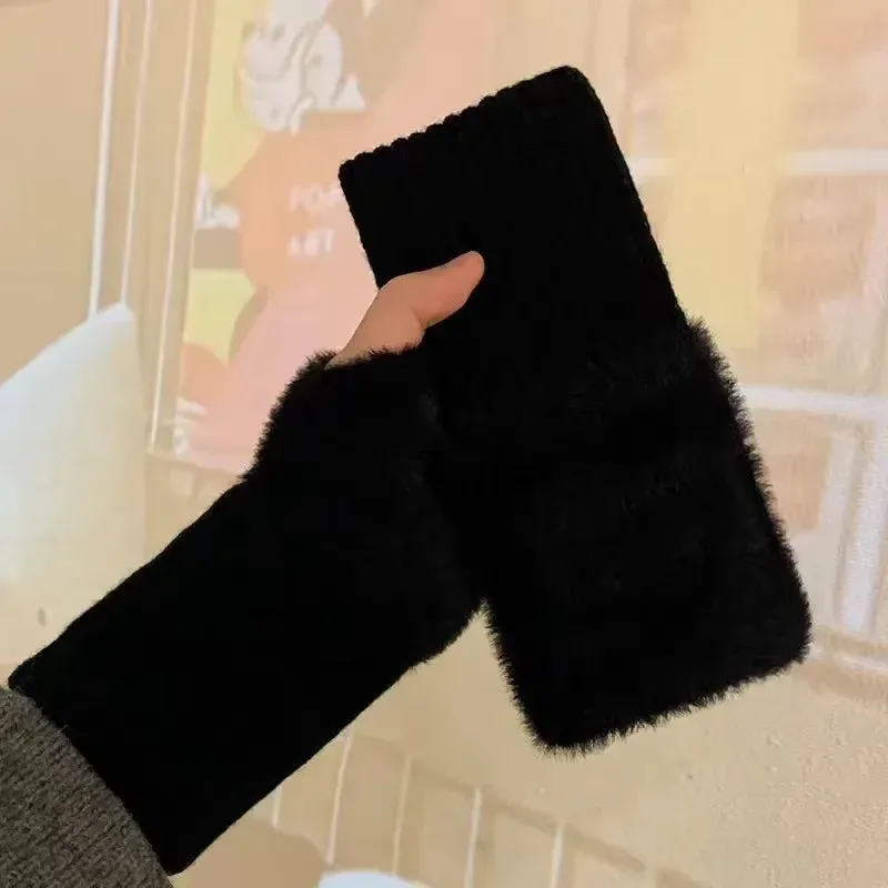 Women's & Men's Winter Half-Finger Gloves - Thickened