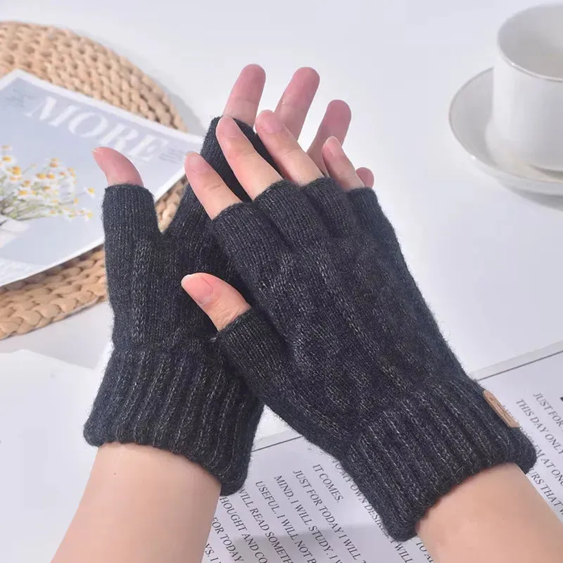 Women's & Men's Winter Half-Finger Gloves - Thickened