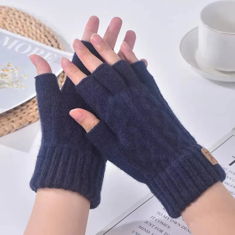 Women's & Men's Winter Half-Finger Gloves - Thickened