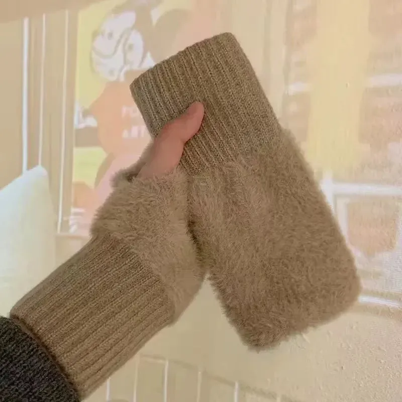 Women's & Men's Winter Half-Finger Gloves - Thickened