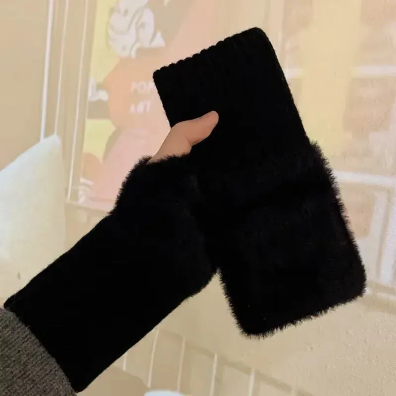 Women's & Men's Winter Half-Finger Gloves - Thickened