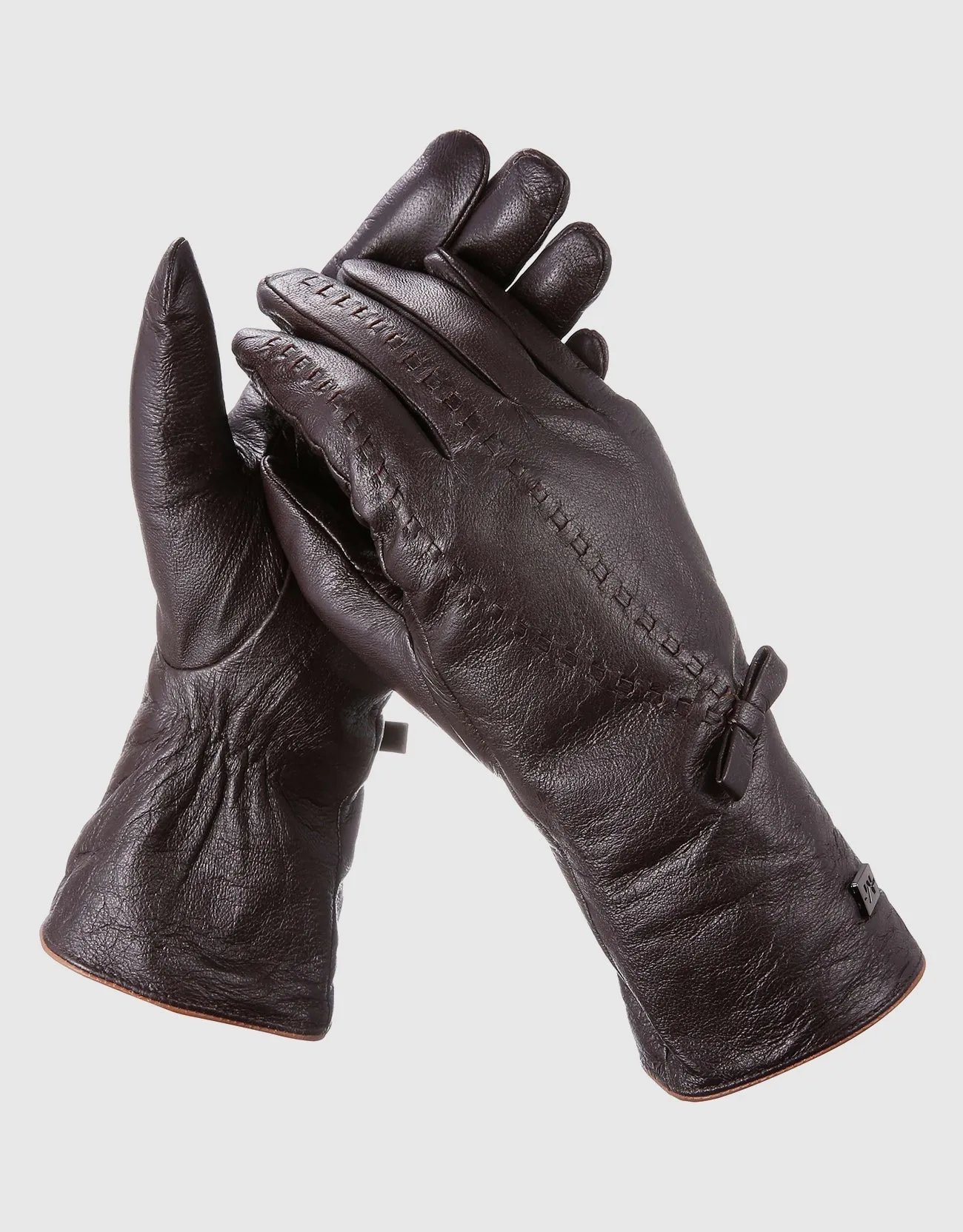 Women's Bow and Stitch Touchscreen Sheepskin Gloves