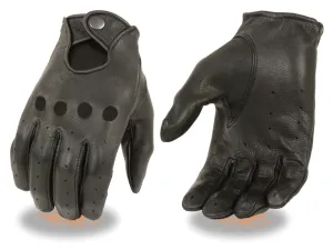 Women's Butter soft American Deer skin Perforated leather gloves with snap closure