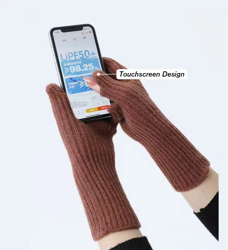 Women's knitted gloves. Soft cashmere gloves. Touchscreen-friendly gloves