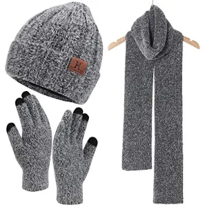 Women's Winter Knit Hat, Gloves, Scarf Set
