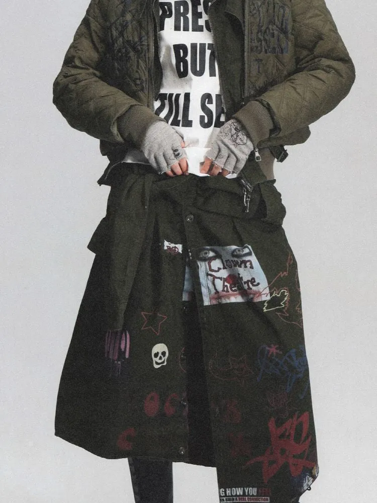 Wool Blend Knit Graffiti Fingerless Gloves【s0000011635】