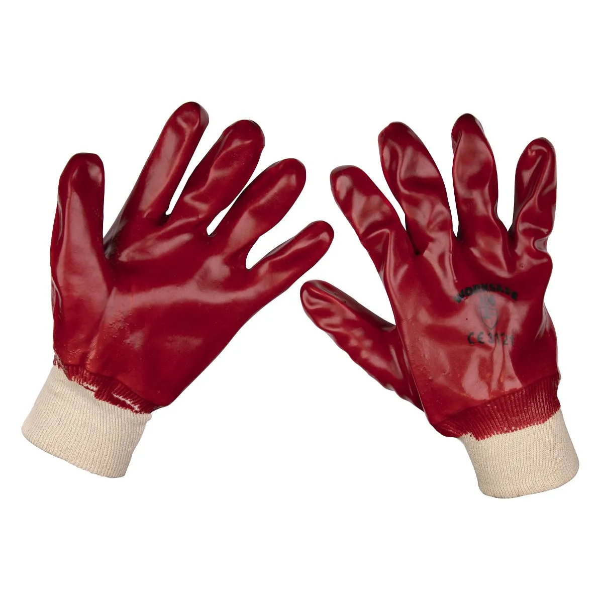 Worksafe by Sealey PVC Knit Wrist Gloves (Large) - Pack of 12 Pairs