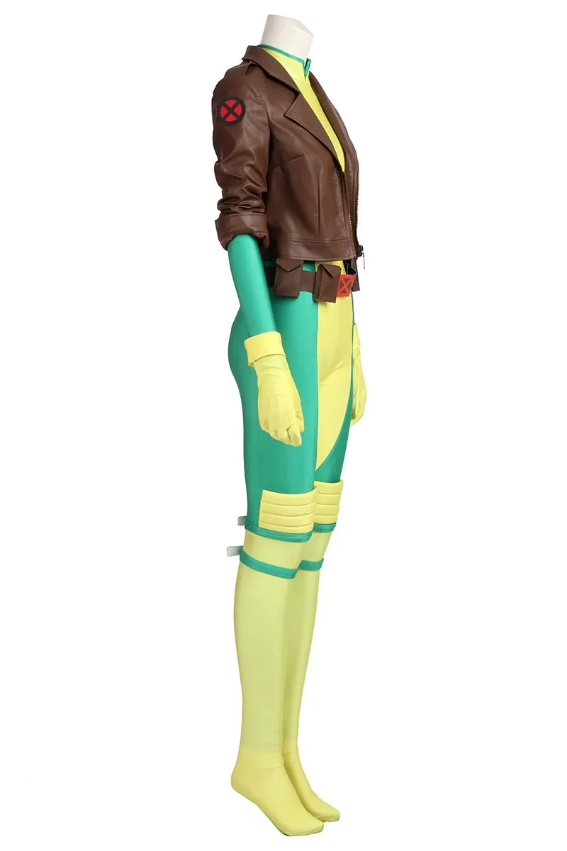 X Men Rogue Green And Yellow Halloween Outfit Cosplay Costume