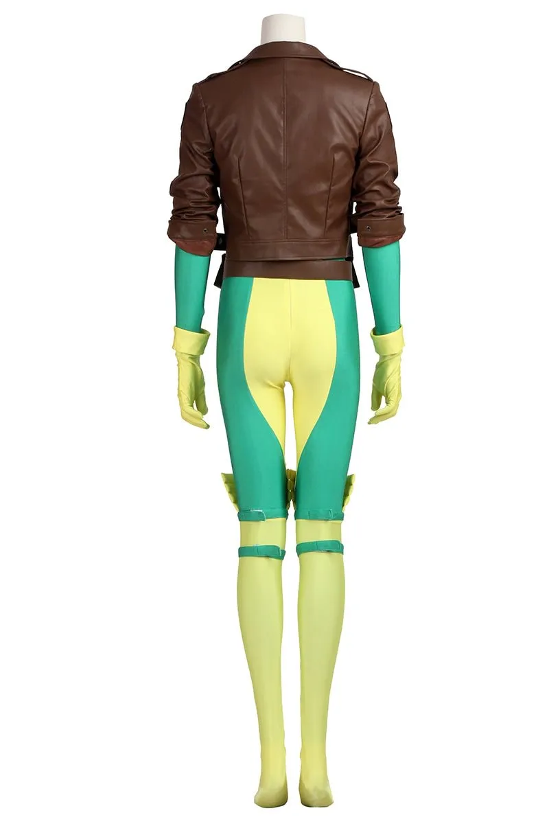 X Men Rogue Green And Yellow Halloween Outfit Cosplay Costume