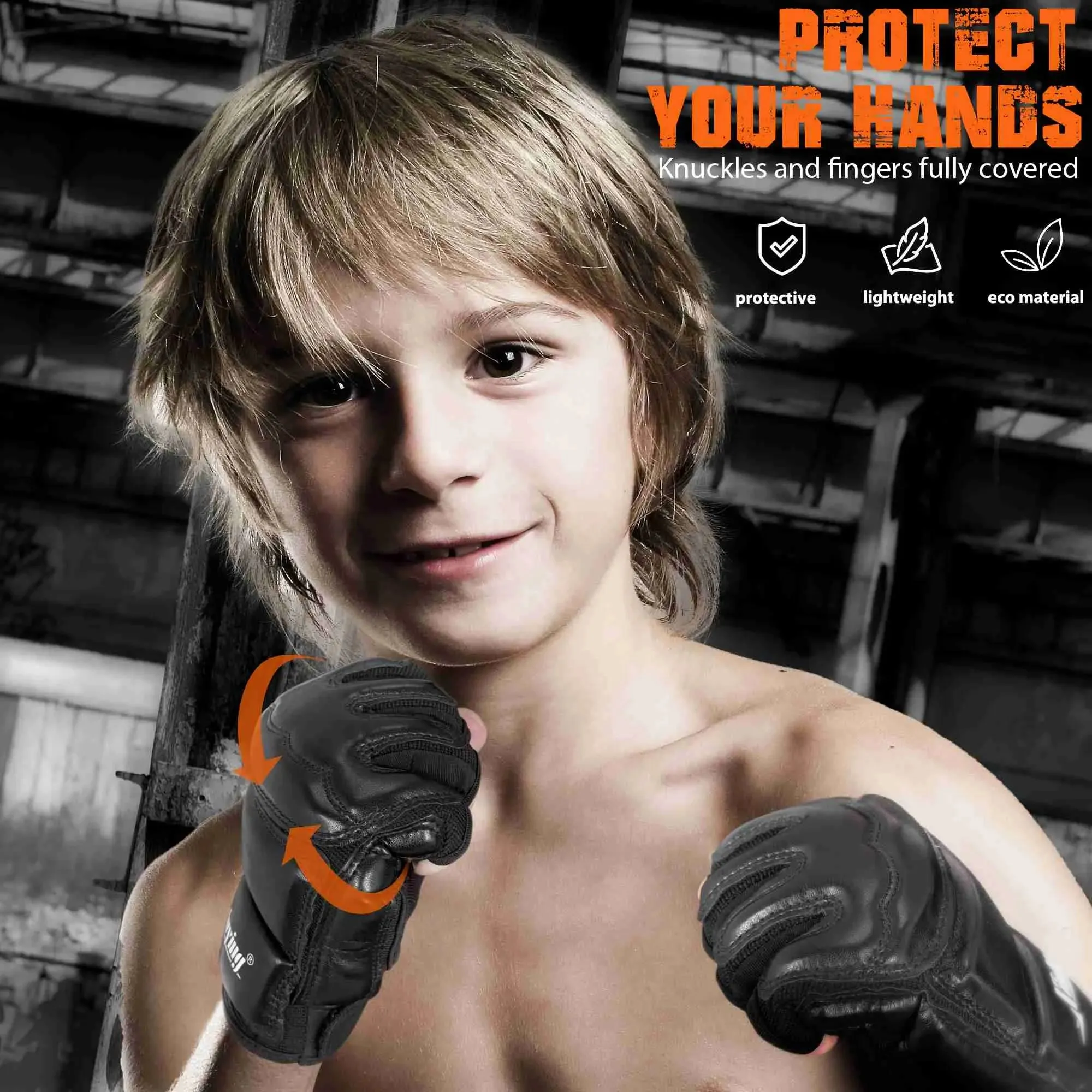 Xinluying Martial Arts Training Gloves - Fingerless for Men, Women, and Kids