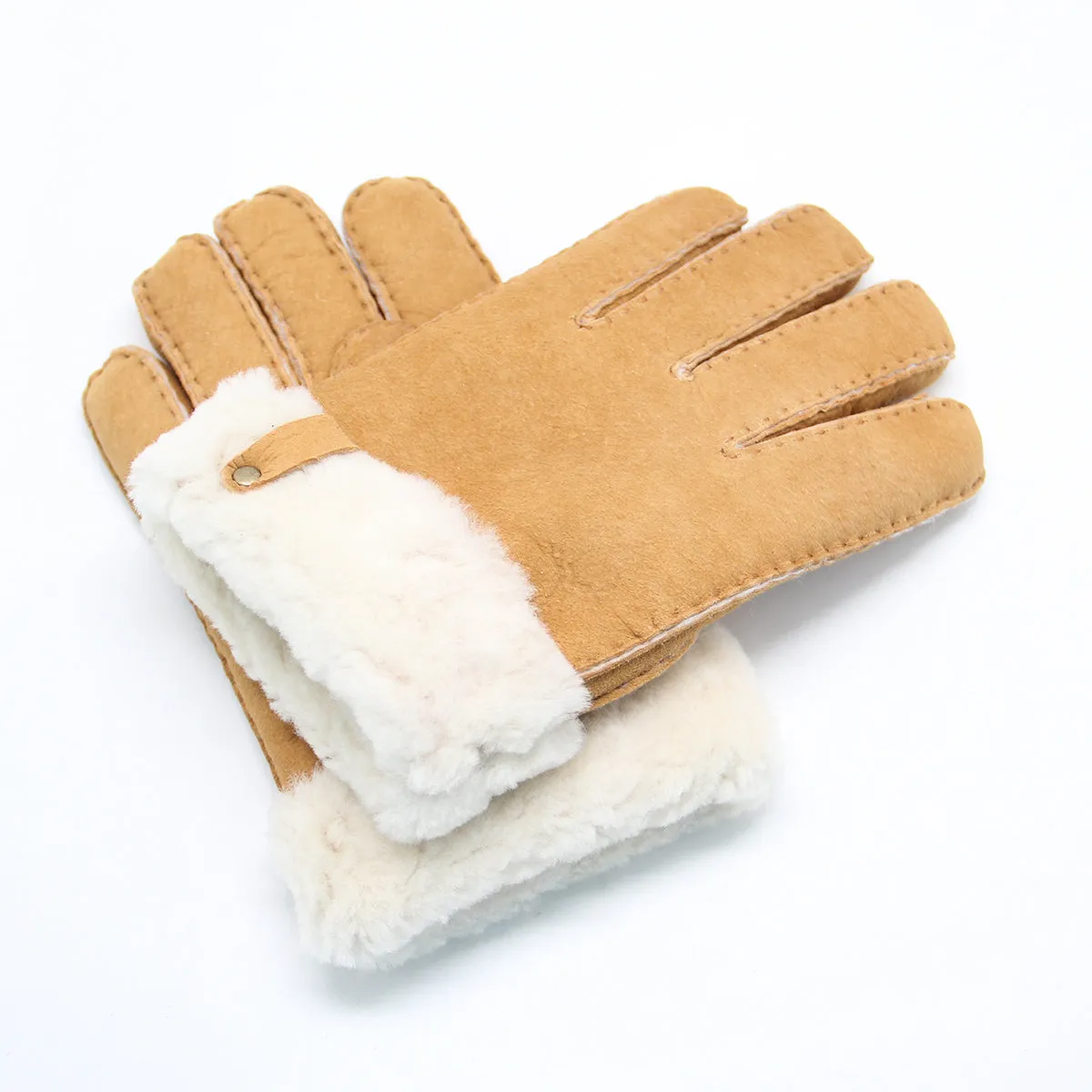 YISEVEN Men's Lambskin Shearling Leather Gloves