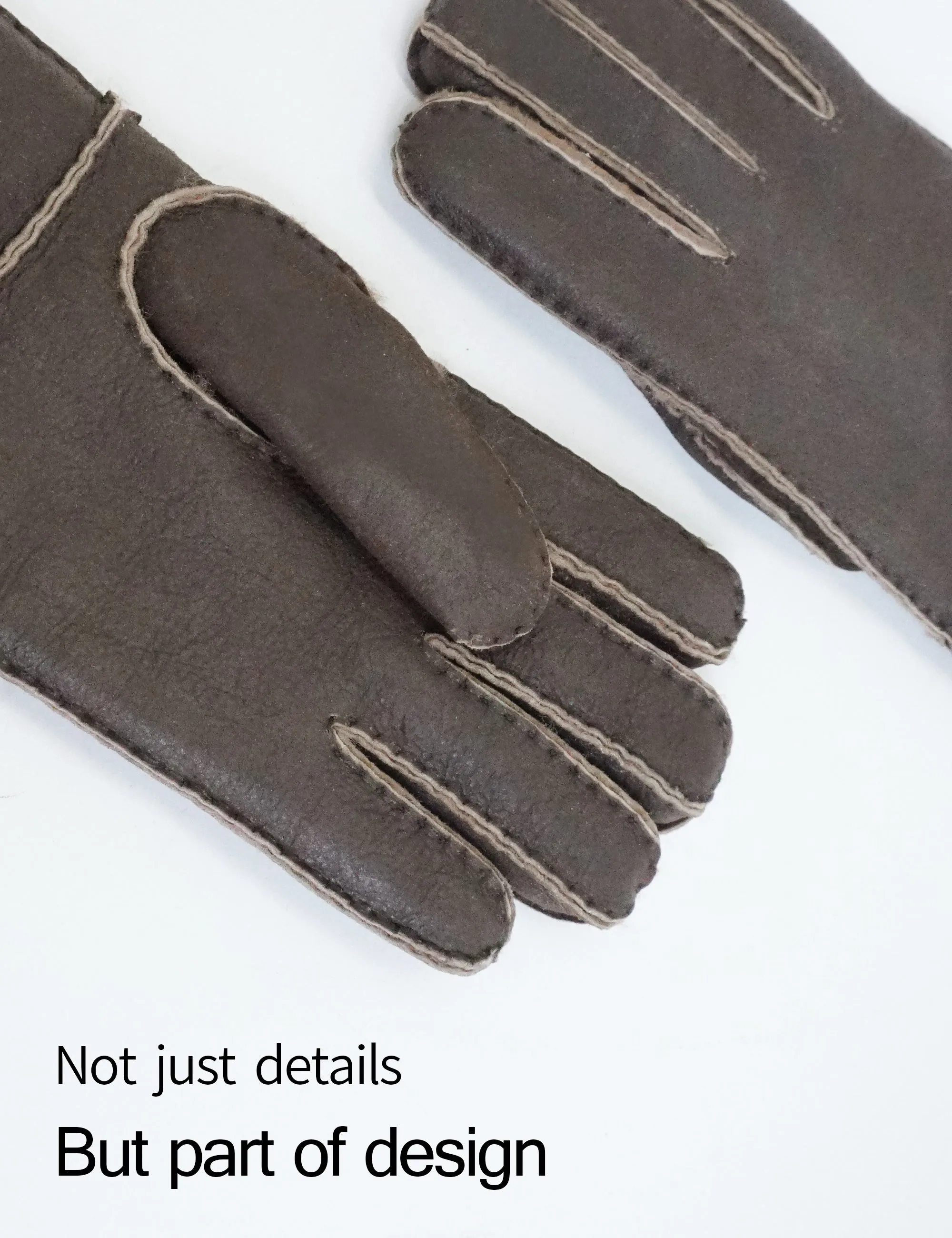 YISEVEN Men's Lambskin Shearling Leather Gloves