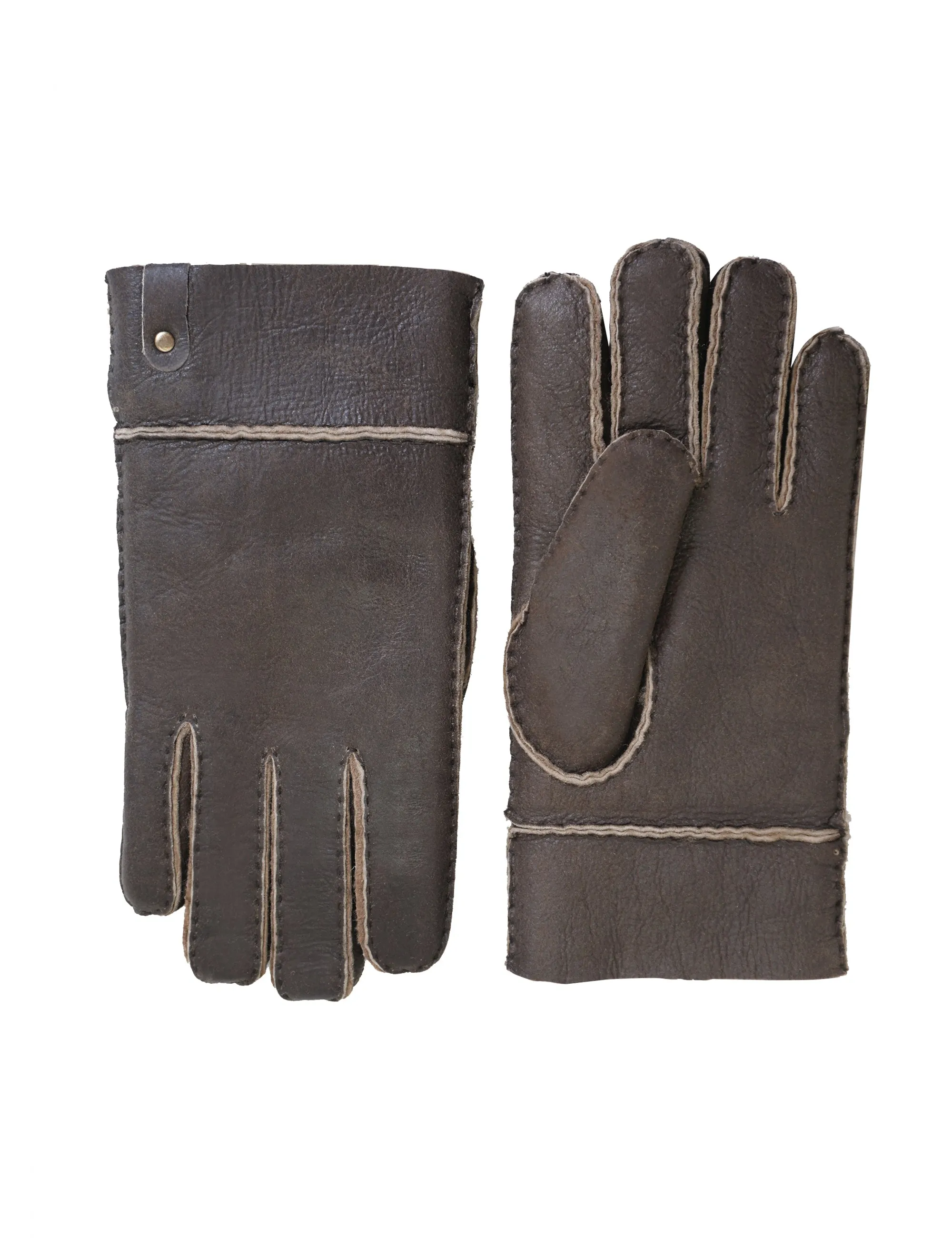 YISEVEN Men's Lambskin Shearling Leather Gloves