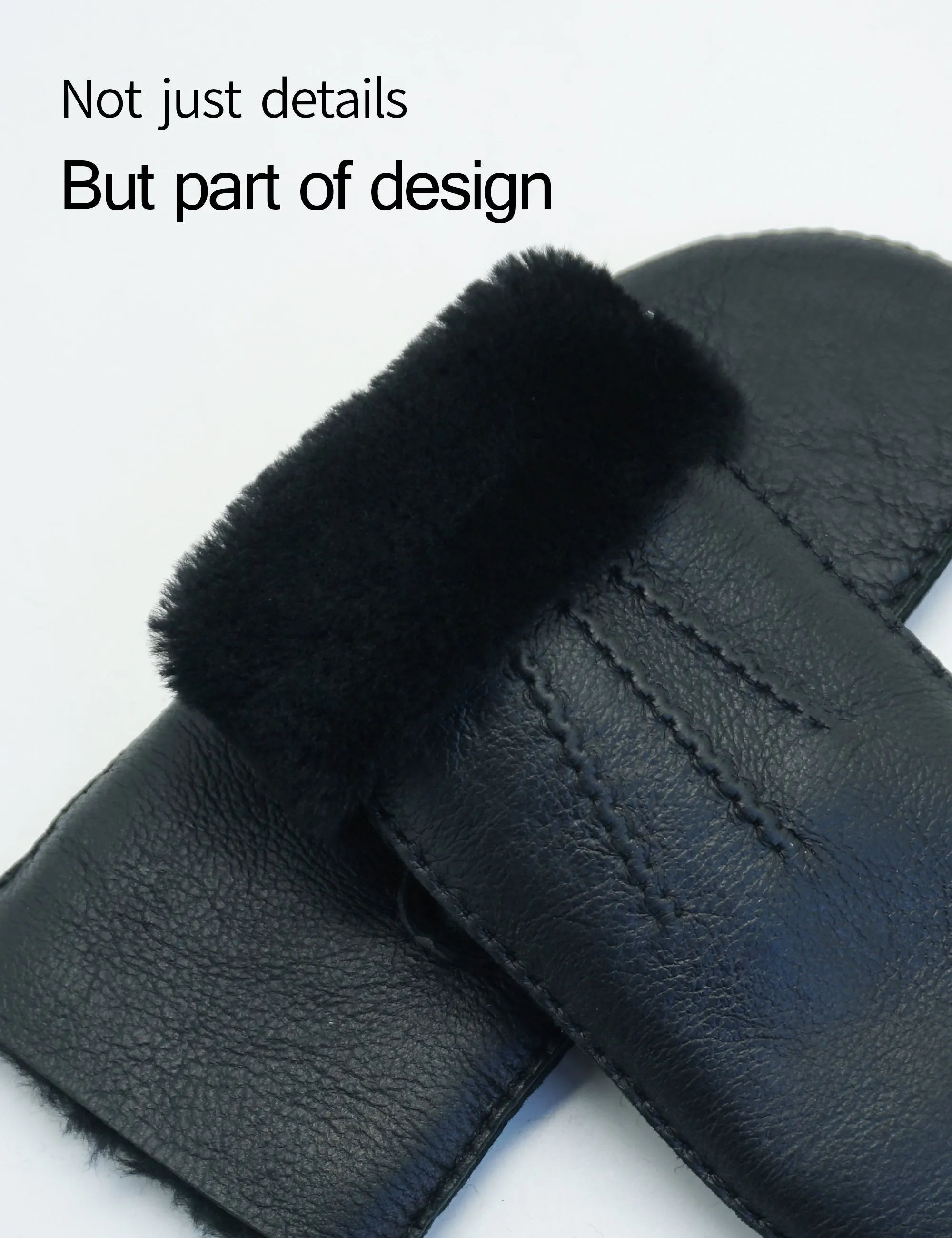 YISEVEN Men's Sheepskin  Shearling Leather Gloves(Mittens)