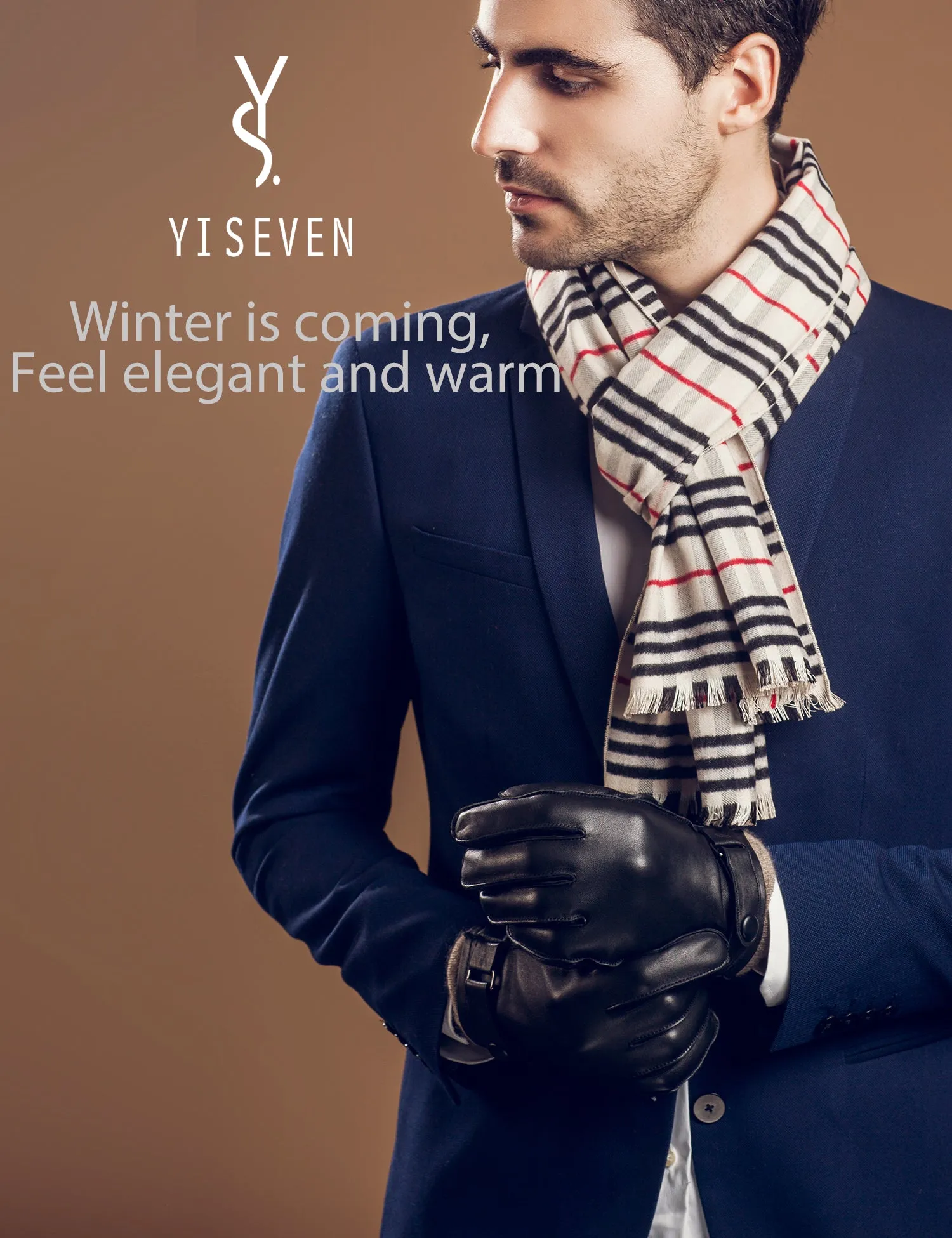 YISEVEN Men's Touchscreen Sheepskin Cashmere  Gloves