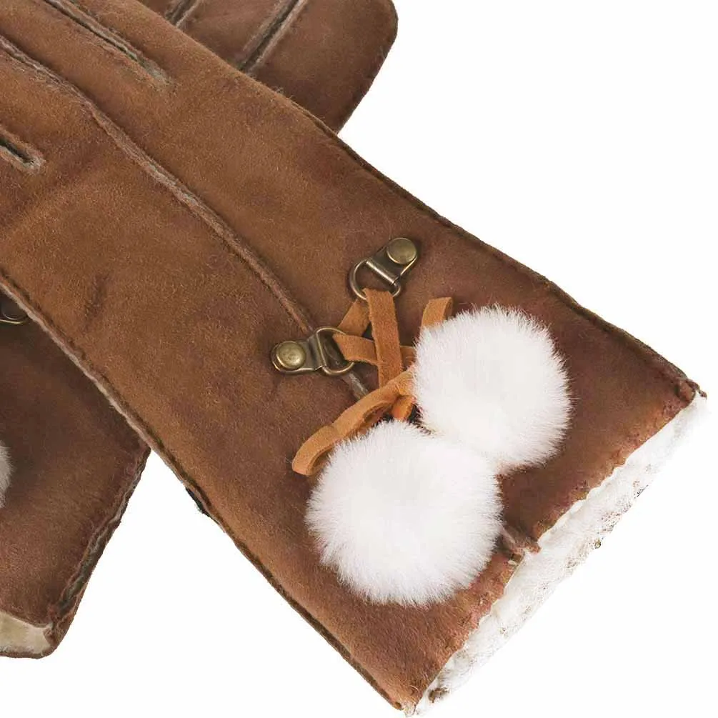 YISEVEN Women's Lambskin Shearling Leather Gloves