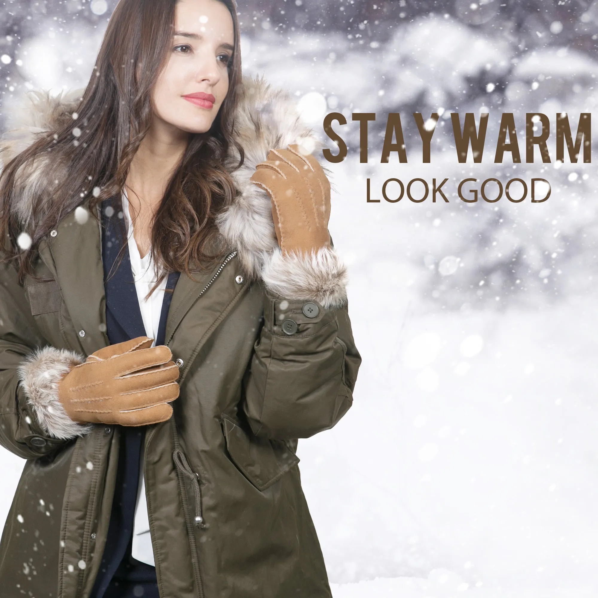 YISEVEN Women's Sheepskin Shearling Leather Gloves
